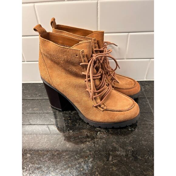 Circus by Sam Edelman Denver Saddle Suede Ankle Boots‎ Block Heel Brown Size 8.5 - Picture 4 of 11